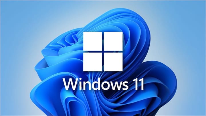 El logotipo de Windows 11 contra uno de los fondos de pantalla por defecto